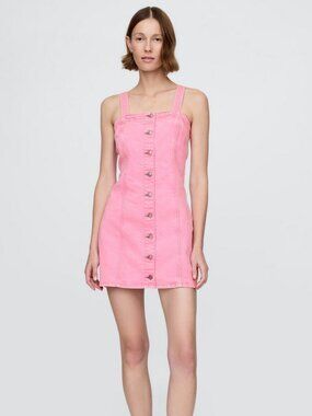 GAP Vintage Style Washed Pink Denim Button Front Dress Y2K Medium
